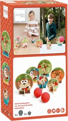 Scratch jeu de lancer de balles les singes fous, en bois, dès 3 ans