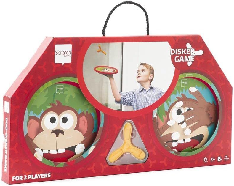 Scratch Europe- Lancer magnétique, pour 2 Joueurs, Jeu de Duo disker, Motif de Singe