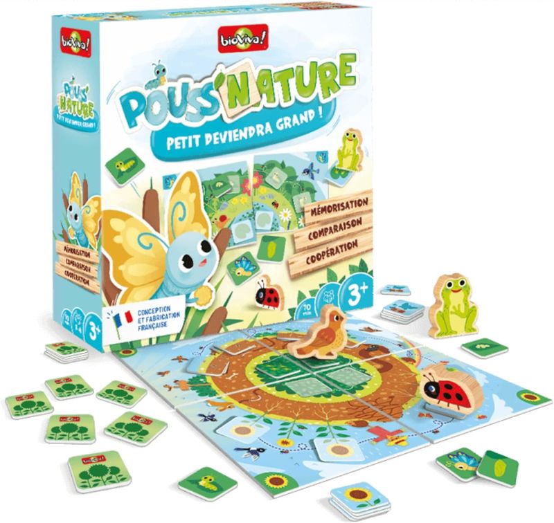 BIOVIVA - Pouss'Nature - Jeux de société ludique pour enfant dès 3 ans - 1 à 4 joueurs