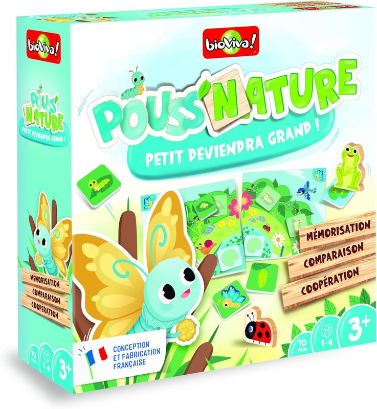 BIOVIVA - Pouss'Nature - Jeux de société ludique pour enfant dès 3 ans - 1 à 4 joueurs