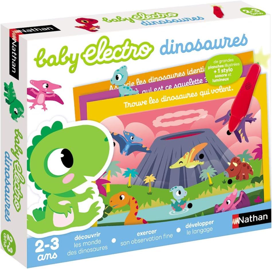 Nathan Baby Electro Dinosaures-Jeu éducatif électronique auto-correctif pour les enfants dès 2 ans