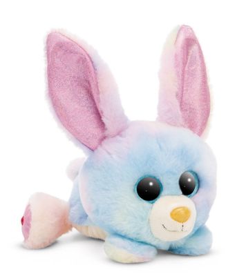 NICI GLUBSCHIS Doudou Lapin Rainbow Candy 25 cm couché - Peluche Moelleuse avec de Grands Yeux Scintillants