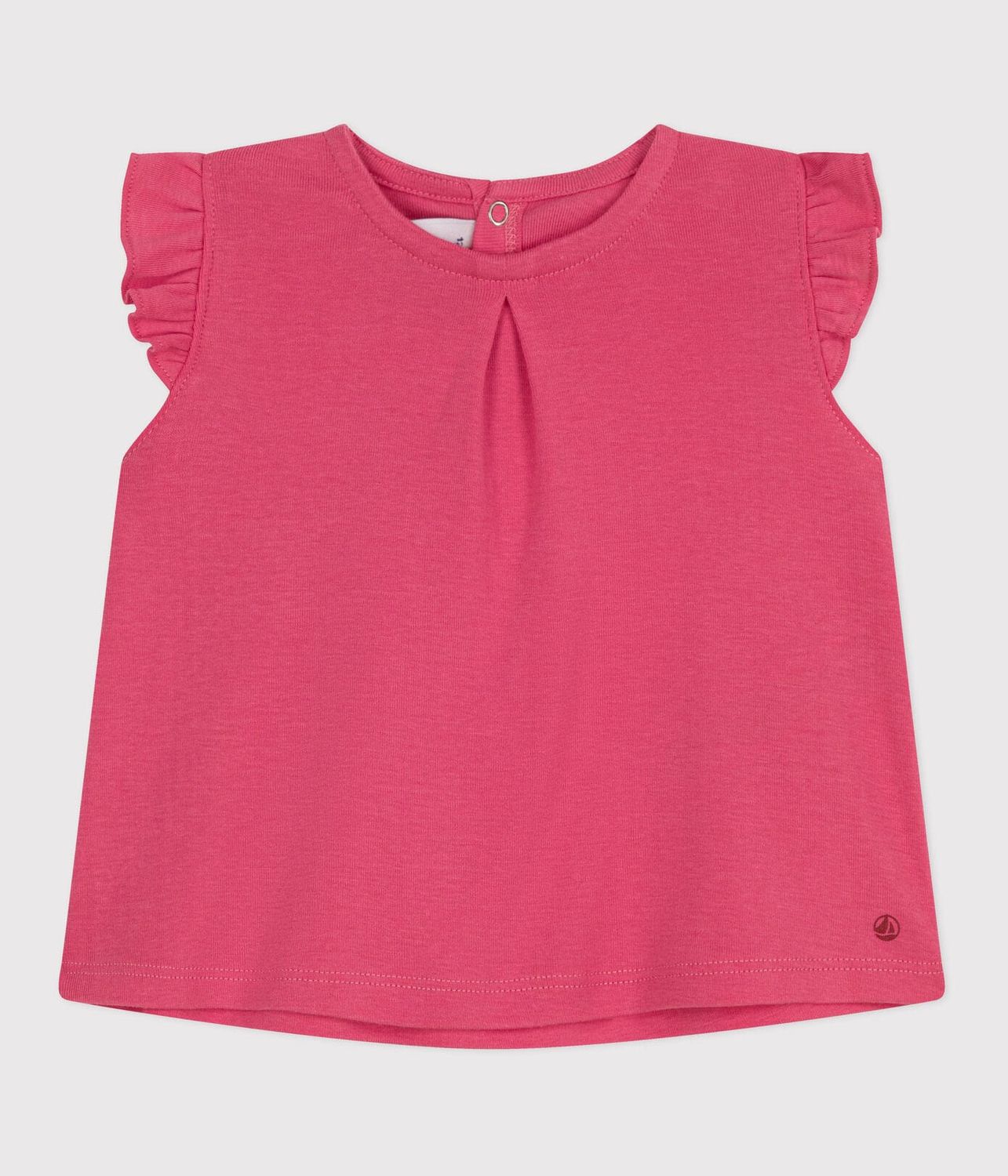 Petit Bateau T-shirt Blouse bébé en coton sans manches, couleur rose peonia