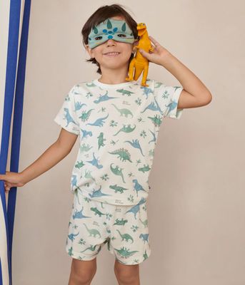 Petit Bateau Pyjama short déguisement enfant en coton imprimé dinosaures