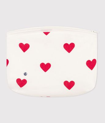 Petit Bateau Trousse Pochette coeur couleur blanc MARSHMALLOW/rouge TERKUIT