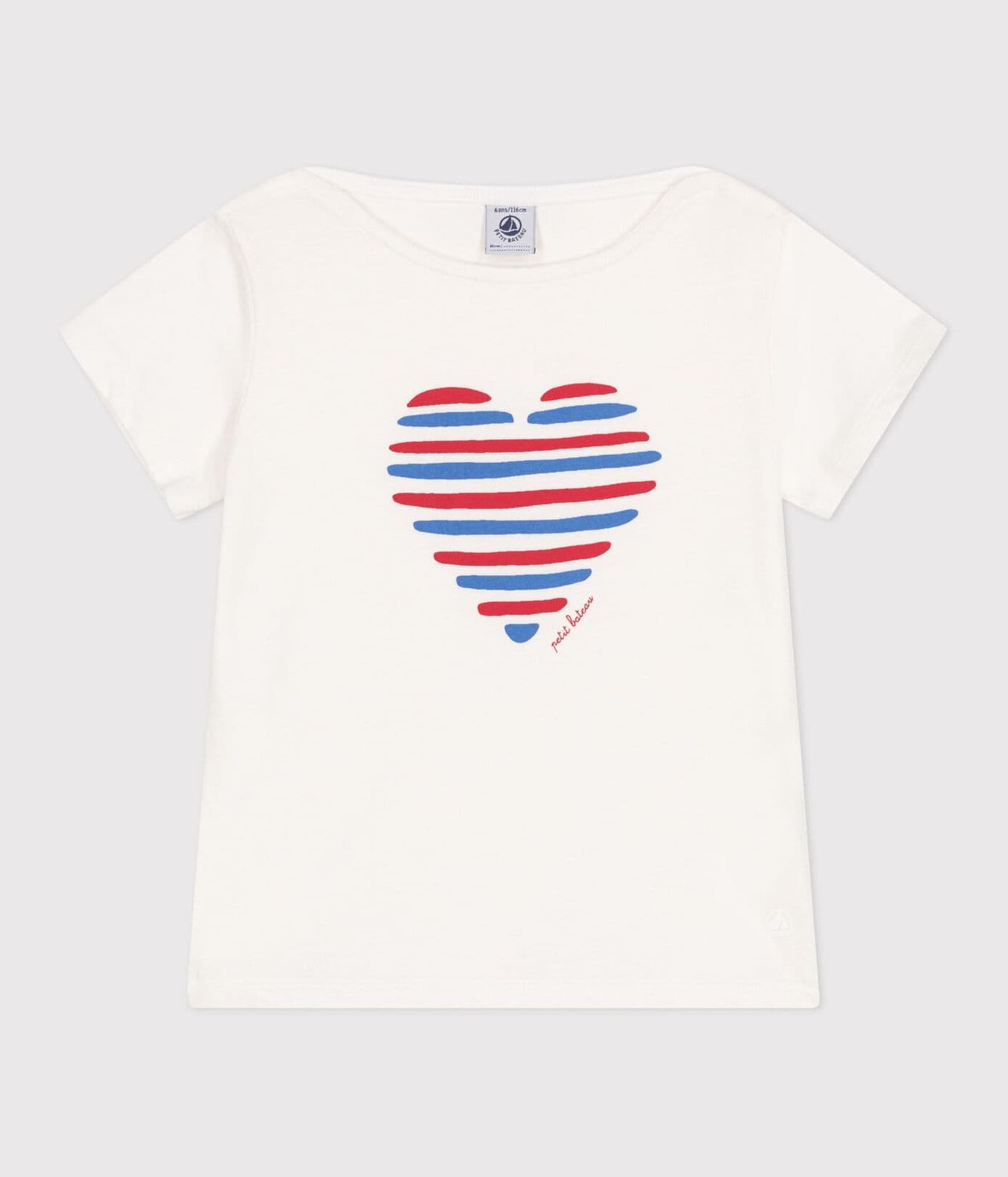 Petit Bateau T-shirt enfant en coton manches courtes cœur