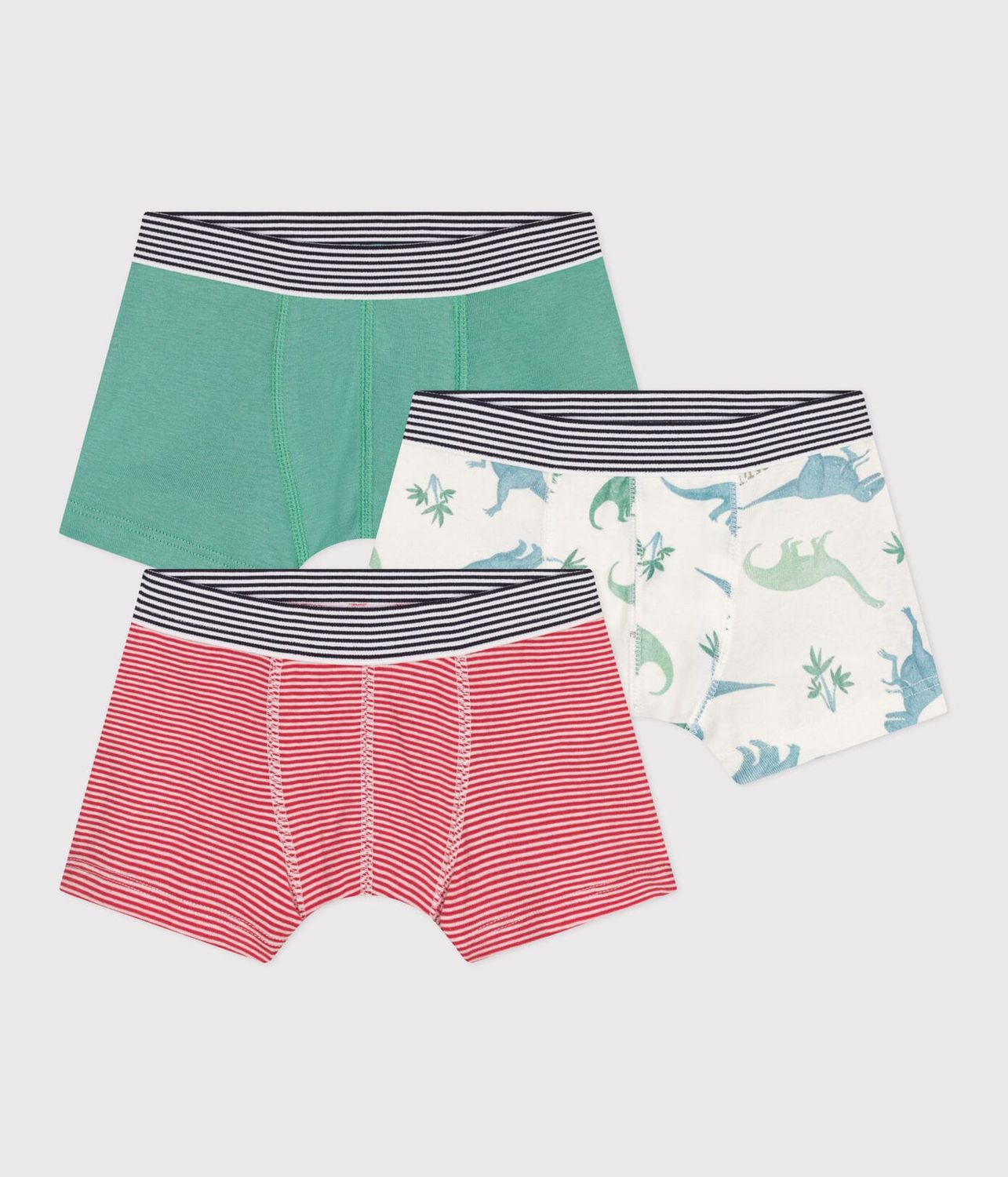 Petit Bateau Lot de 3 boxers enfant en coton imprimé dinosaures
