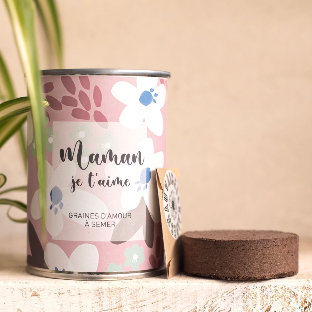 Mauvaises Graines - Kit de Plantes à Semer en Boîte - Cadeau d&#39;anniversaire Cadeau Original Amis Famille Fêtes - Ultra Simple à Utiliser - 100% Fabriqué en France &quot;Maman Je t&#39;aime&quot;