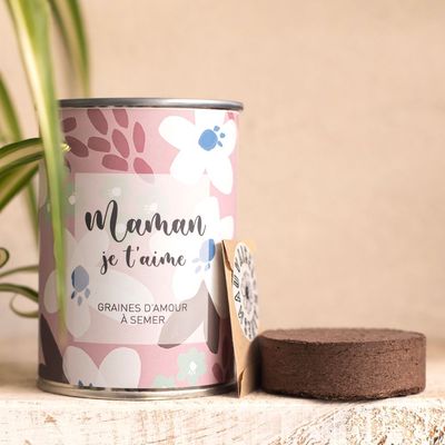 Mauvaises Graines - Kit de Plantes à Semer en Boîte - Cadeau d&#39;anniversaire Cadeau Original Amis Famille Fêtes - Ultra Simple à Utiliser - 100% Fabriqué en France &quot;Maman Je t&#39;aime&quot;