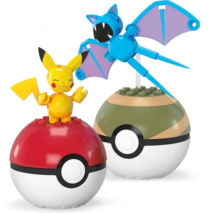 Mega Pokémon Poké Ball, 2 balles et 2 figurines, 40-63 pièces, dès 6 ans, assorti
