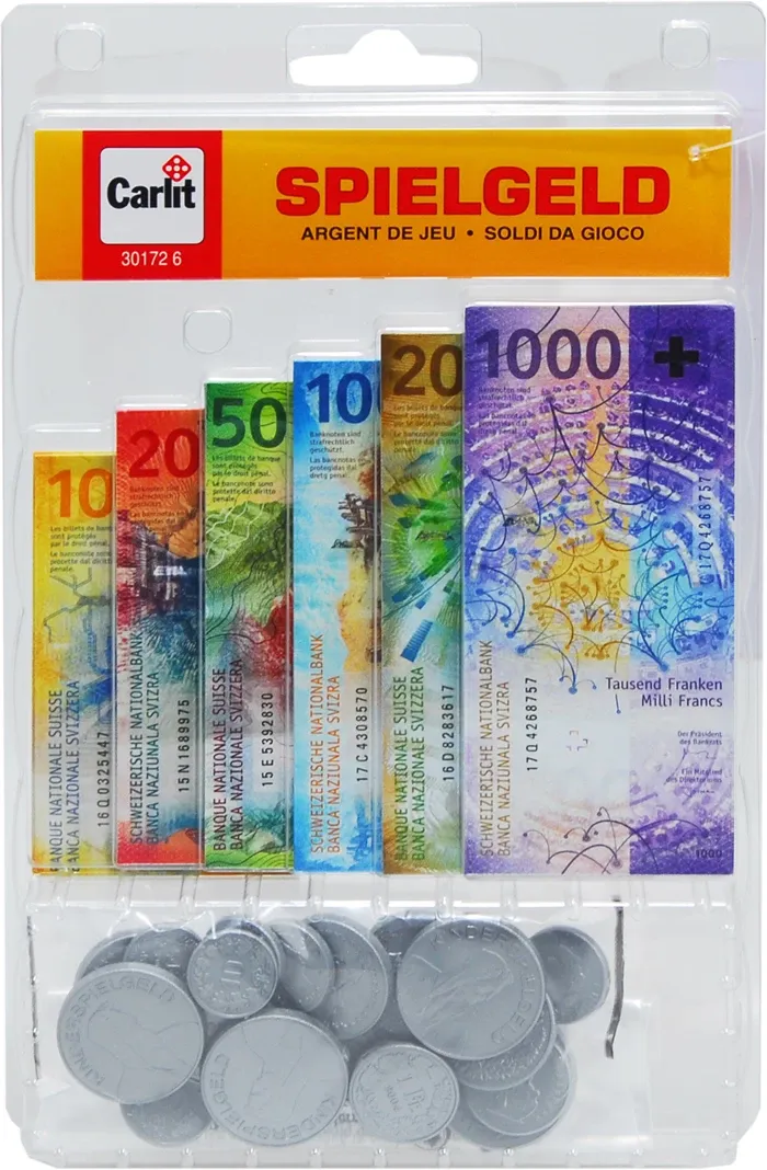 Argent de jeu Franc suisse billets, pièces de monnaie en plastique, dès 4 ans