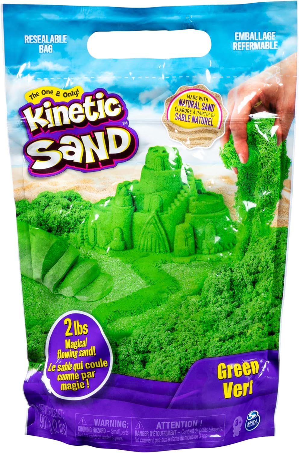 Kinetic Sand Sable Magique vert - Pack de Couleur 907 G - Sculptez à l&#39;Infini ce Sable à Modeler comme de la Pâte à Modeler