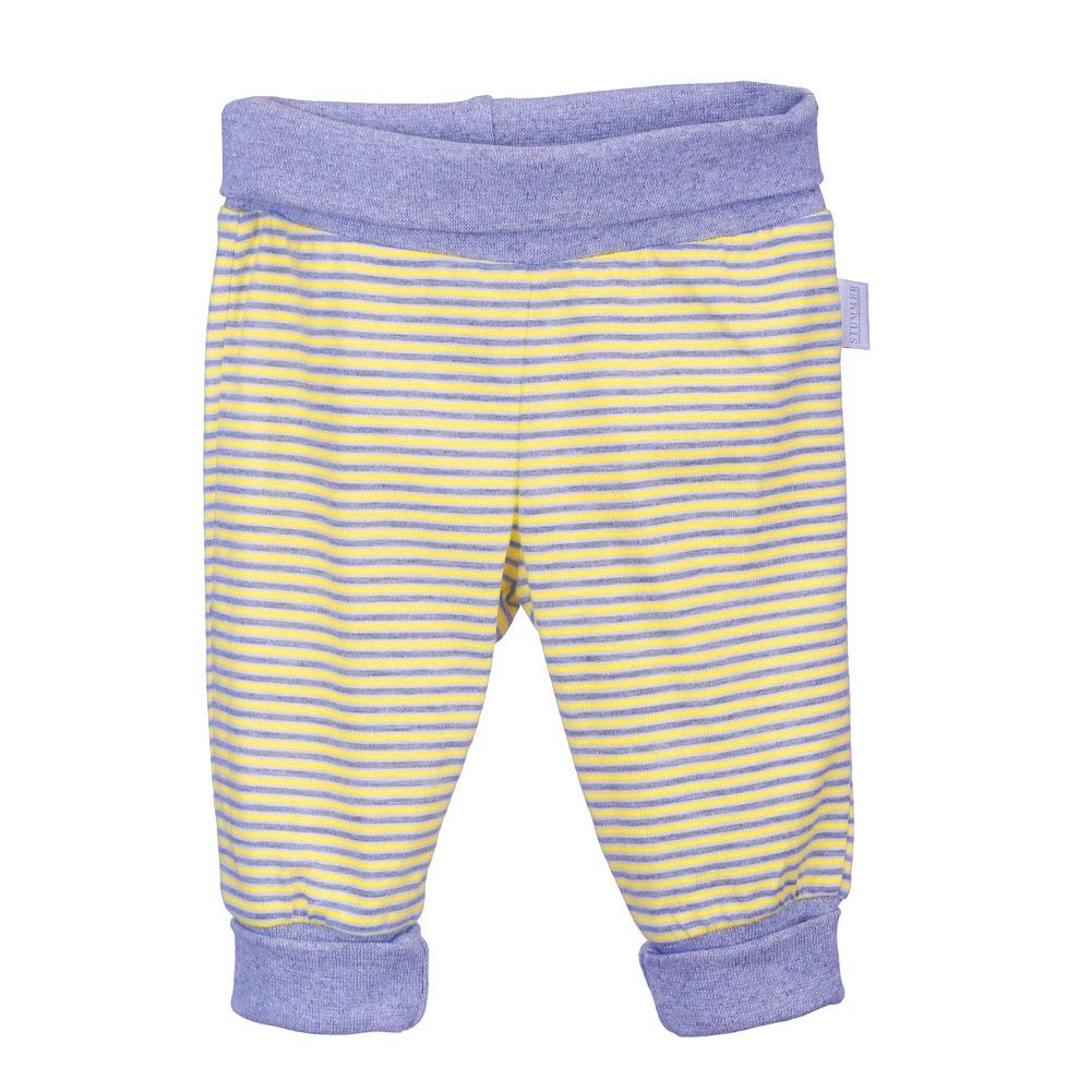 Pantalon jersey coton rayé gris et jaune