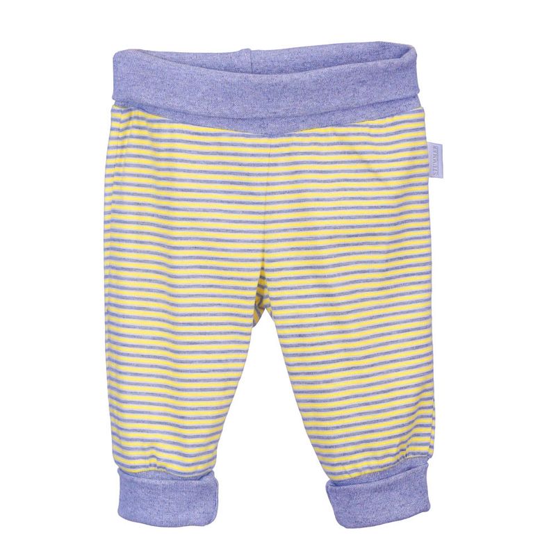 Pantalon jersey coton rayé gris et jaune
