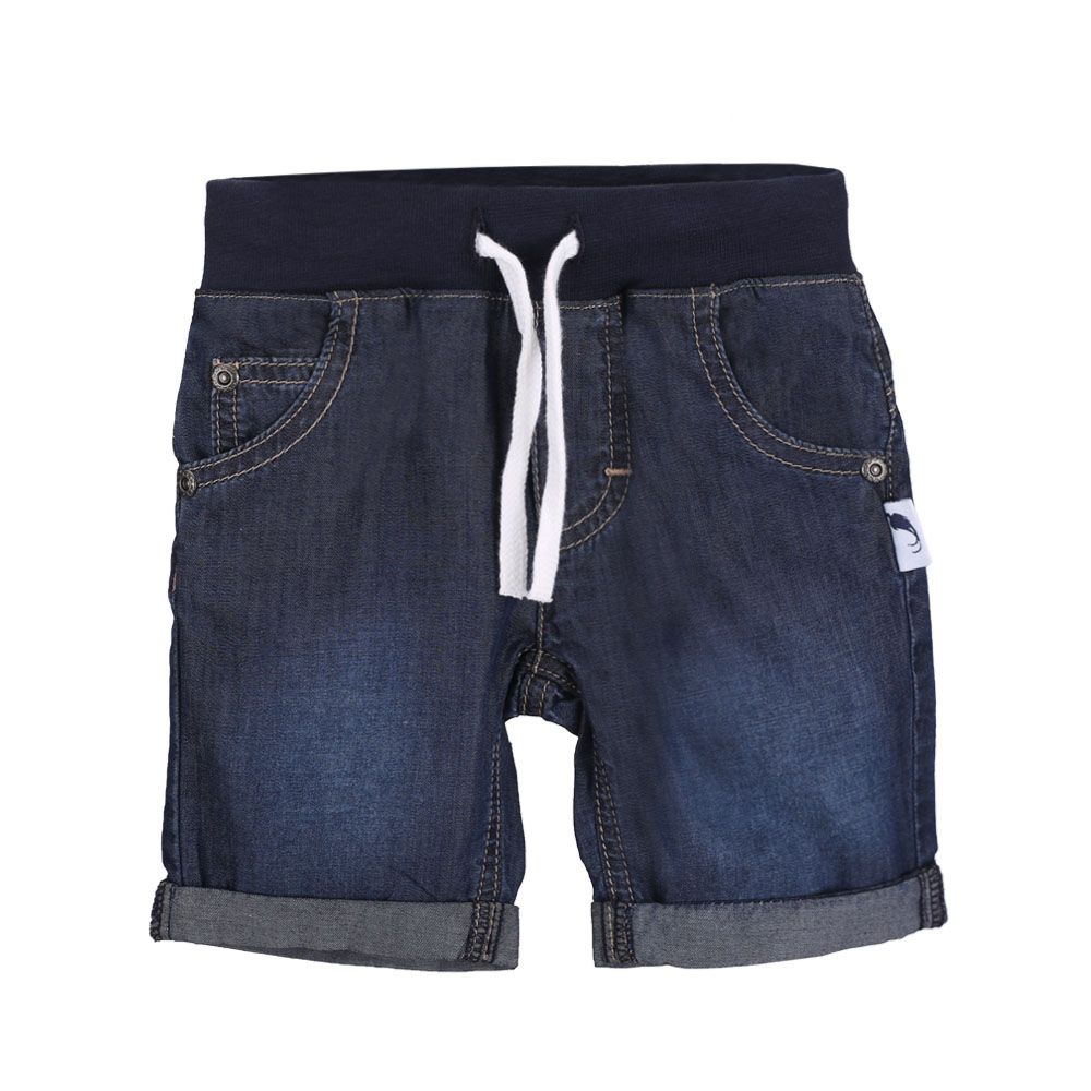 Short en jeans avec taille élastique et cordon