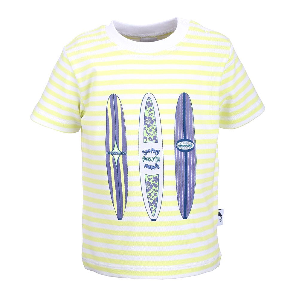 T-shirt en jersey coton rayé lemon avec 3 surfs