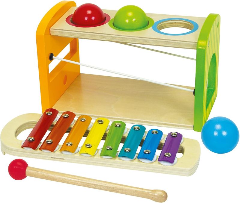 Eichhorn- Couleur,  Xylophone/Banc de martelage Set 5 pièces avec balles en bois