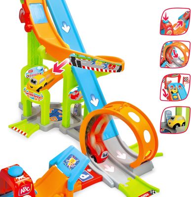 Dickie Toys ABC Jays Jump N Fun Tower (66 x 72 x 64 cm)Tour  Circuit de Course avec looping à partir de 1 an avec Boucle, charpente et 2 Voitures Jouet