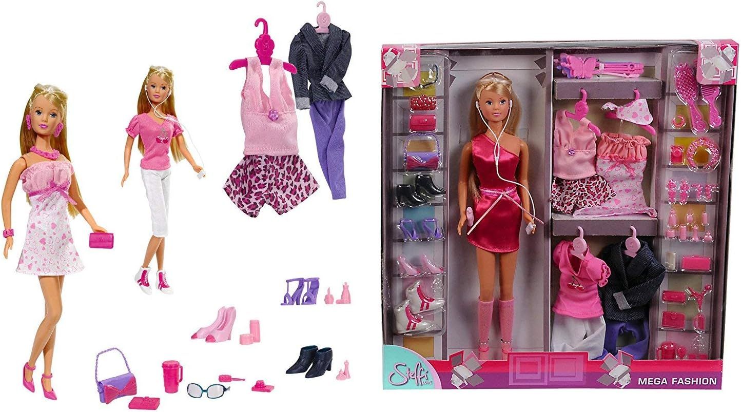 Steffi Love Défilé de Mode - Poupée Mannequin 29cm - Coffret Mega Fashion avec 4 Tenues + 45 Accessoires
