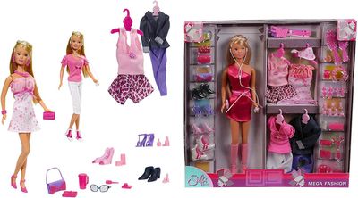 Steffi Love Défilé de Mode - Poupée Mannequin 29cm - Coffret Mega Fashion avec 4 Tenues + 45 Accessoires