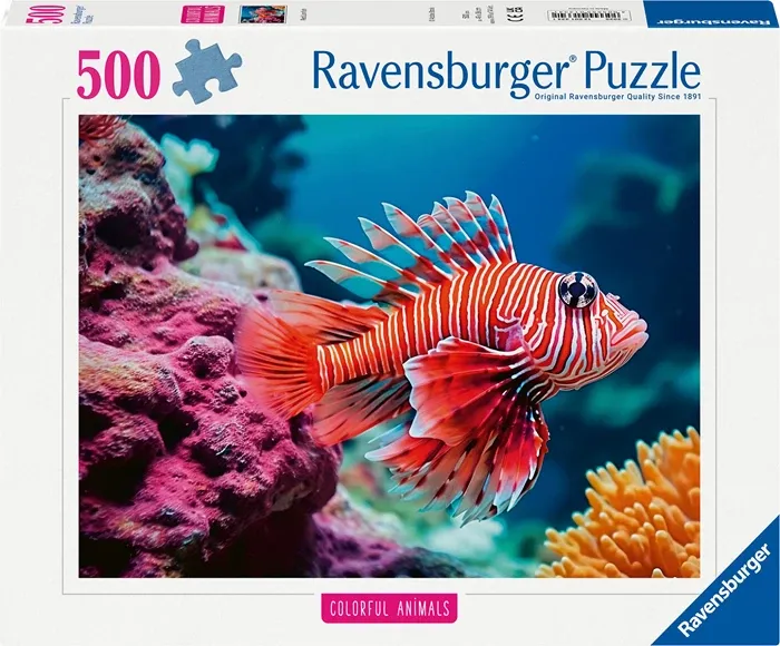 Puzzle Poisson-lion rouge Colorful Animals, 500 pièces, 49x36 cm, dès 12 ans