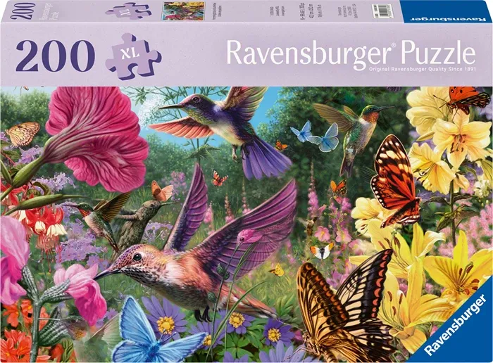 Puzzle Colibris et papillons 200 pièces. XXL, 42.2x29.2 cm, poster, dès 9 ans