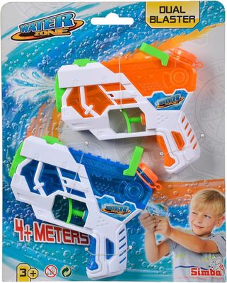 Waterzone Dual Blaster - Lot de 2 Pistolets à Eau avec visière Rabattable - 12 cm - Mécanisme d&#39;extraction