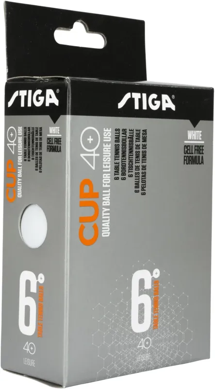 Tennis de table balles  de ping-pong Cup, 6 balles, ABS, 40+, blanches, pour un usage récréatif