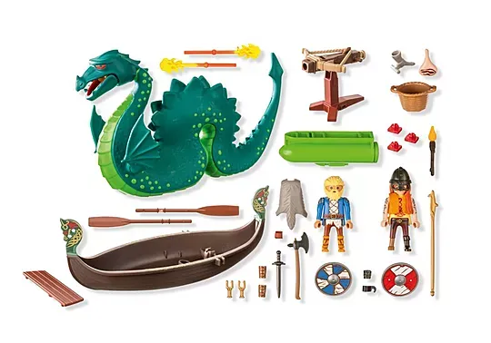 Playmobil Duo de Vikings, barque, canon et monstre dragon marin, Promo-Pack!