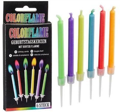 Bougie d&#39;anniversaire flamme colorée 6 pièces