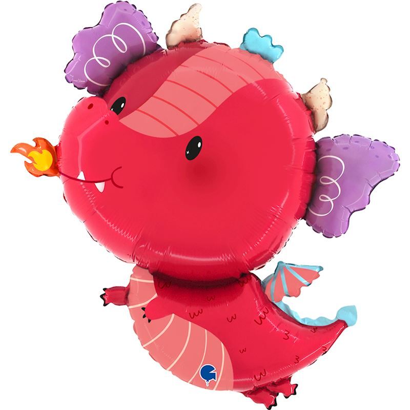 Ballon alu Dragon funny  dimension 63x72 cm, gonflable à l'hélium ou à l'air, pour anniversaire