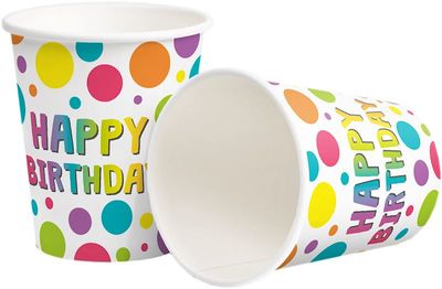 Gobelets Happy Birthday 10 pièces, 0.25 l avec des ballons multicolores, pour anniversaire
