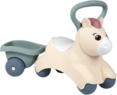 Smoby Little Porteur Baby Pony - Premier Âge - Poignées Ergonomiques et Remorque - A Partir de 12 Mois