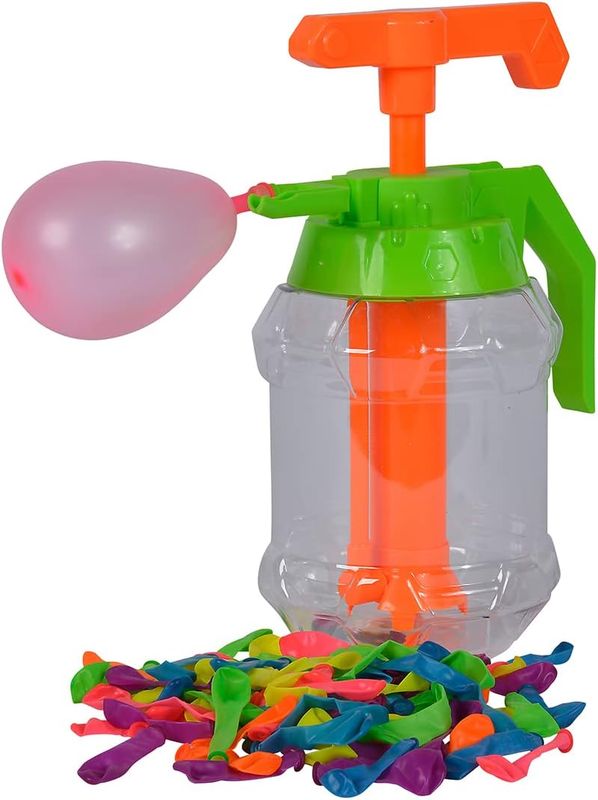 Bouteille de remplissage pour bombes à eau, avec fonction pompe et aide au nouage intégrée, 100 bombes à eau, volume de remplissage 1,4 l