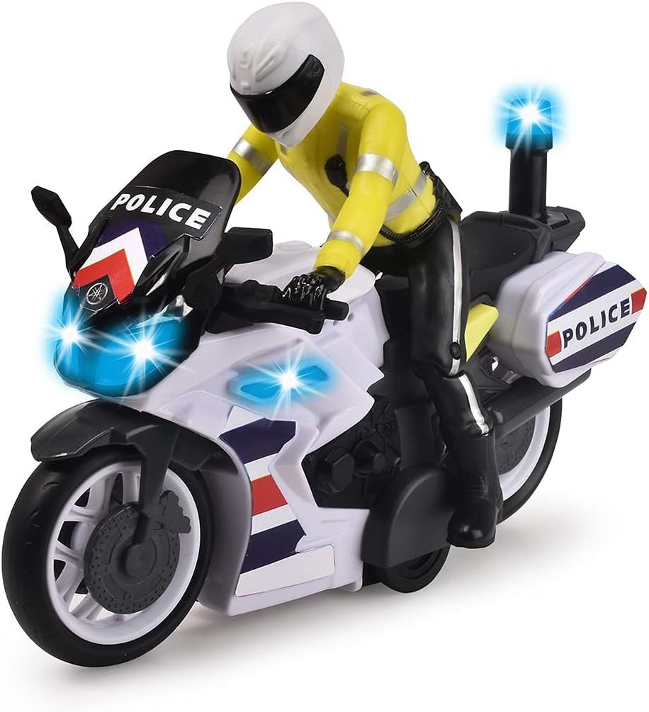 Dickie - SOS Moto De Police Yamaha - Son Et Lumières - Figurine Motard Incluse - Piles Incluses