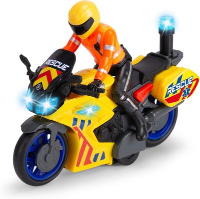 Moto de Sauvetage Yamaha à partir de 3 Ans avec Friction et Figurine de conducteur Mobile, avec lumière et Son, Piles incluses, rescue bike
