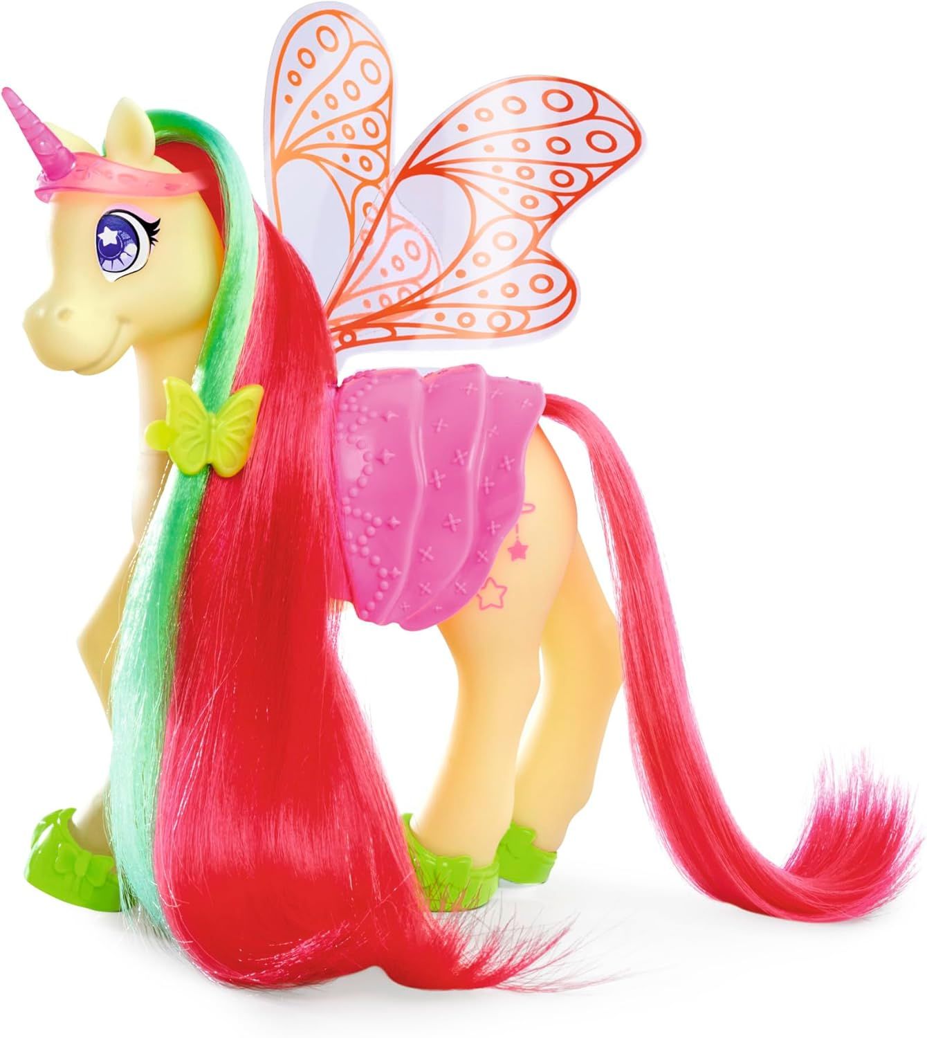 Set Poney Adulte et Poulain avec Jupe à Clipser, ailettes, 5 Accessoires, 22 cm