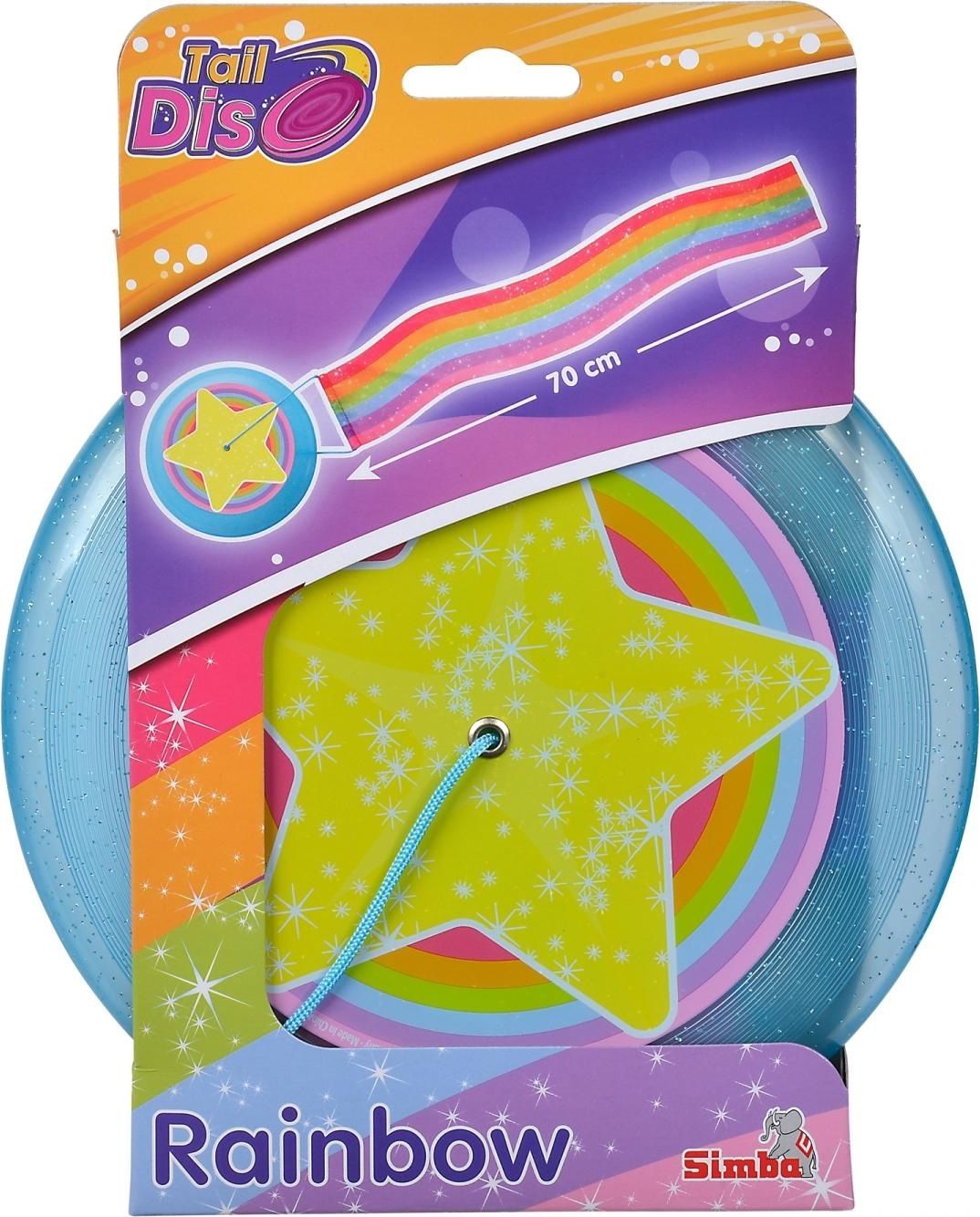 Frisbee avec queue arc-en-ciel ou flamme, assorti