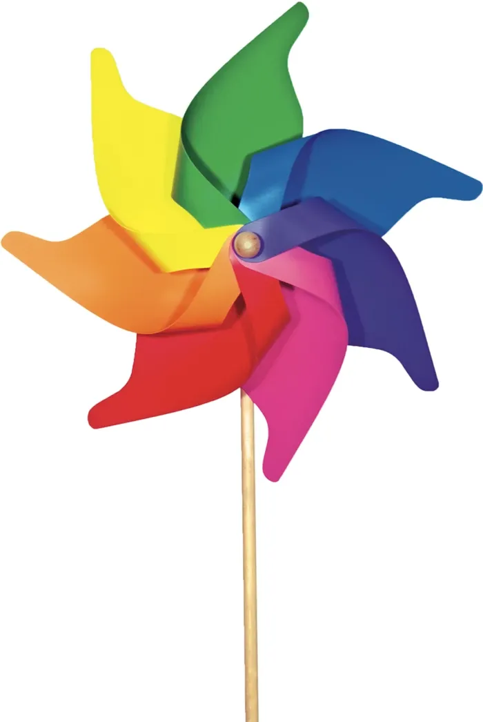 Éolienne Fleur Midi ø 32 cm, plastique, tige en bois l: 76 cm