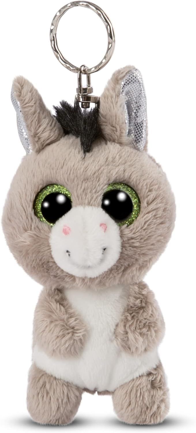 NICI Glubschis : l’Originale – Âne Donki en Porte-clés Glubschis 9cm – Pendentif en Peluche pour Cordon, Porte-Clef
