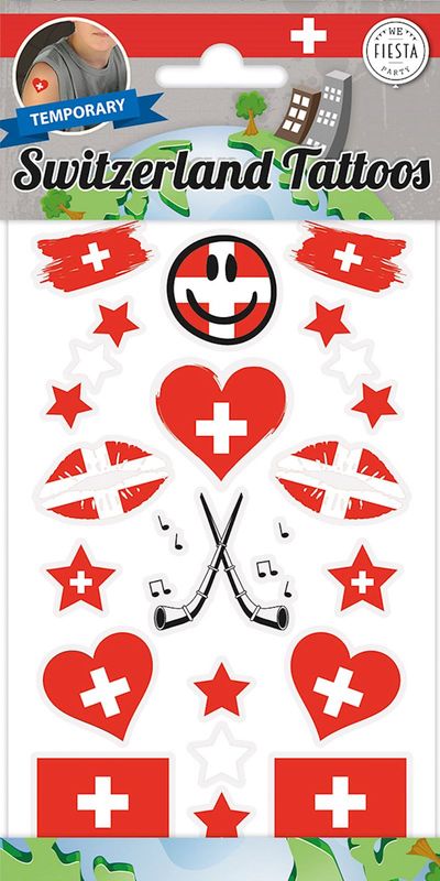 Set de tattoo Suisse pour la peau, tatouages pour les fans, pour le foot, hockey