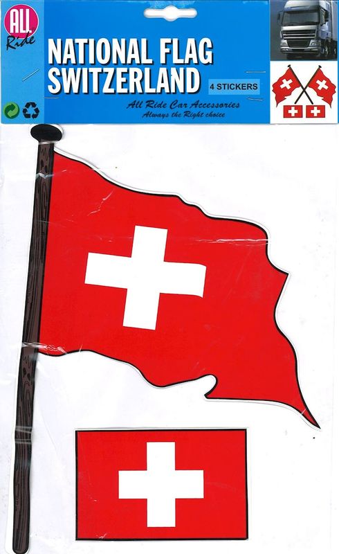 Drapeau suisse à coller 4 pièces, autocollants, pour les fans de foot, hockey, etc. peut se coller sur les voitures, camions, caravanes, bus, etc.
