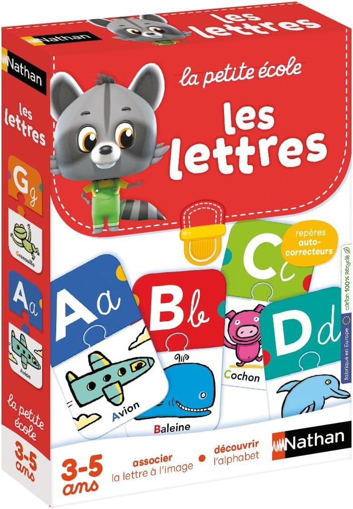 Nathan - La Petite Ecole, Les Lettres - Associer La Lettre à l&#39;Image - Apprendre l&#39;Alphabet - Jeu Educatif - Coffret De 6 Jeux Progressifs - Pour Enfants de 3 à 5 ans