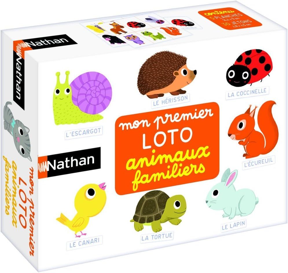 Nathan - Mon Premier Loto Animaux Familiers - Découvrir et Nommer - Jeu Educatif - A Jouer Seul ou en Famille - Pour Enfants dès 2 ans