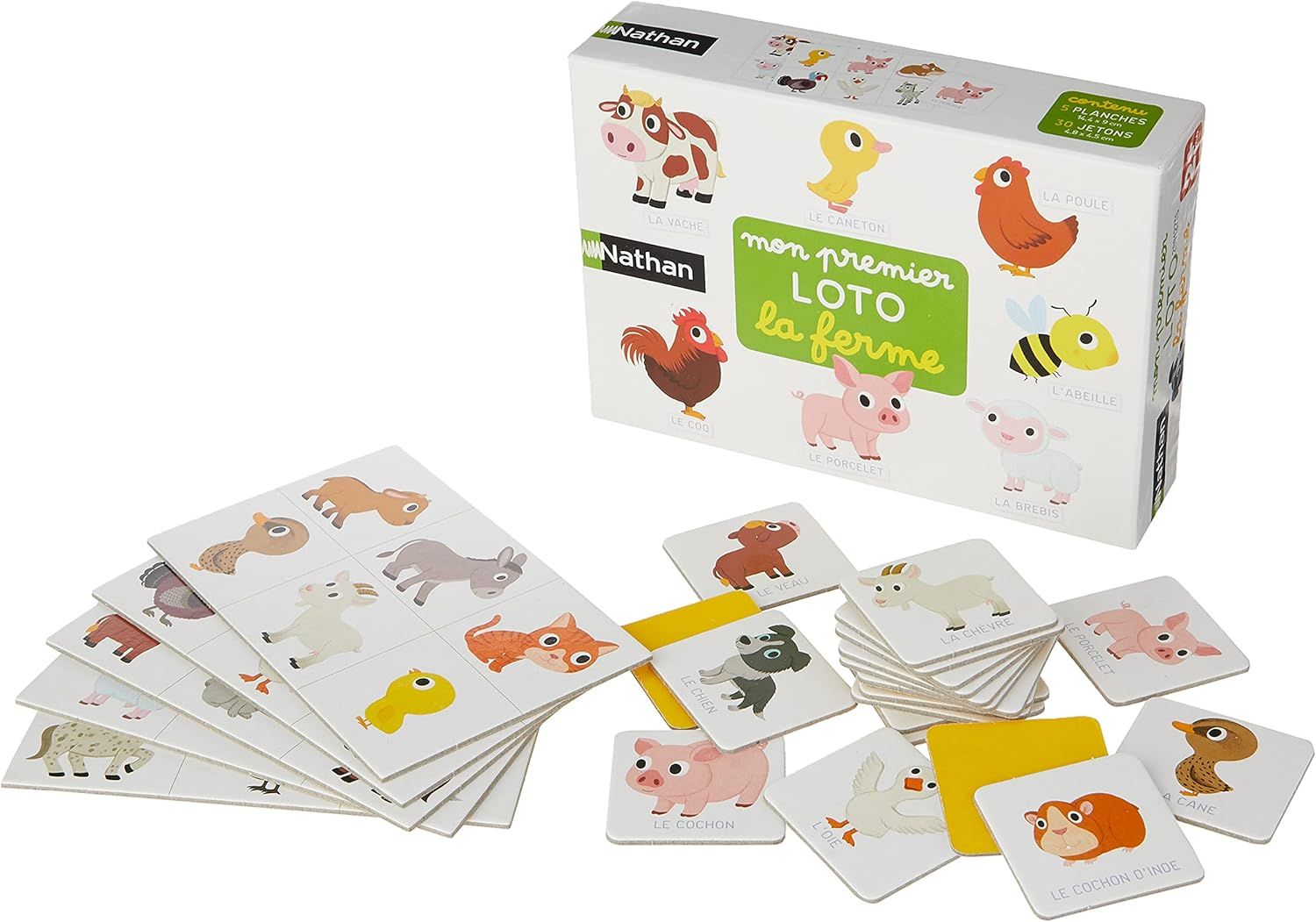 Nathan - Mon Premier Loto La Ferme - Découvrir et Nommer les Animaux de La Ferme - Jeu Educatif - A Jouer Seul ou en Famille - Pour Enfants dès 2 ans