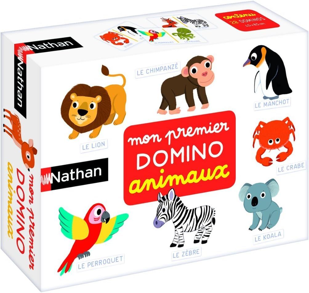 Nathan - Mon Premier Domino Animaux - Développe la Mémoire et l&#39;Apprentissage des Animaux - Jeu Educatif - Se Joue Seul ou en Famille - Pour Enfants à partir de 2 ans