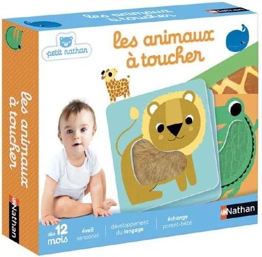 Nathan - Les Animaux à Toucher - Eveil Sensoriel - Jeu Educatif et de Mémoire - Pour Des Moments en Famille - Toucher, Caresser, Manipuler - Pour Bébé dès 12 mois