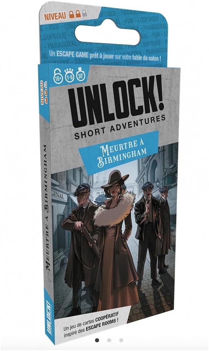 Space Cowboys Unlock ! Mini Aventures Assassinat à Birmingham | Jeu de Cartes Escape Room | A partir de 10 Ans | De 1 à 6 Joueurs | 30-45 Minutes par Partie