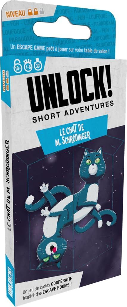 Space Cowboys Unlock ! Mini Aventures Le Chat de Schrödinger - Jeu de Cartes d&#39;évasion - 10 Ans - De 1 à 6 Joueurs - 30 à 45 Minutes par Partie