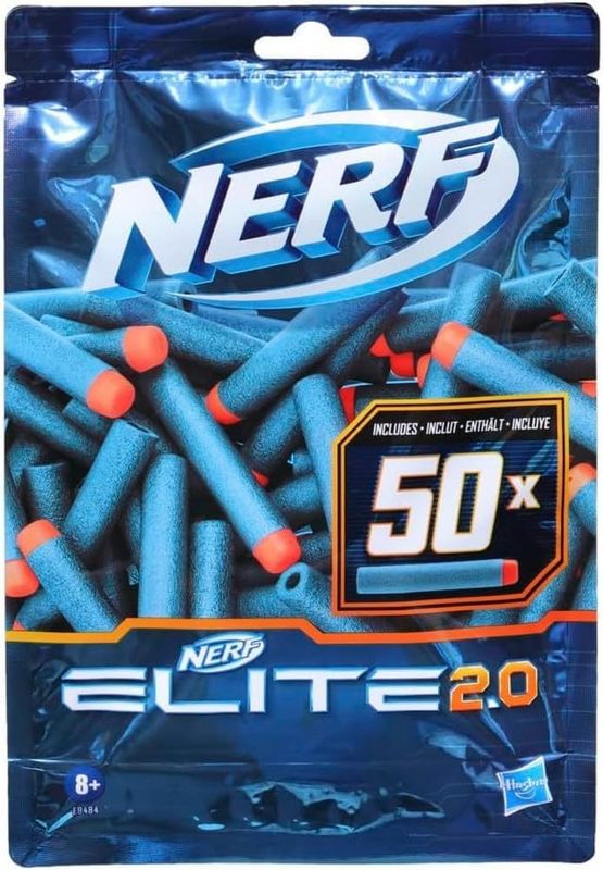 Nerf Elite 2.0, Recharge de 50 Fléchettes Officielles en Mousse, Compatibles avec Tous Les Blasters Nerf Elite